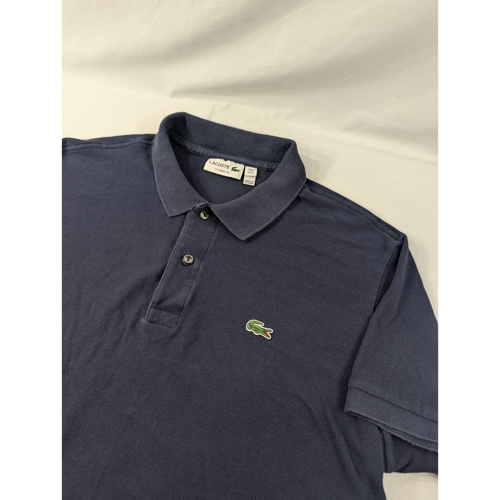 Mens Lacoste Navy Blue Cotton Pique Classic Fit Short Sleeve Polo Shirt Sz 6 XL